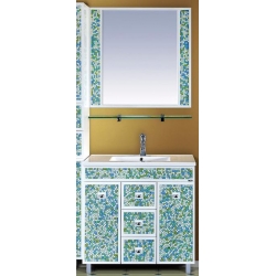 Misty Мебель для ванной Жемчужина 75 бело-голубая мозаика