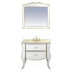 Misty Мебель для ванной "Анжелика 100" белая сусальное золото
